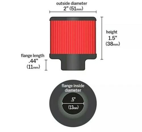 Filtro de ventilación K&N Crankcase Motor Breather 10mm 11mm 12mm 13mm Foto 2 de 4