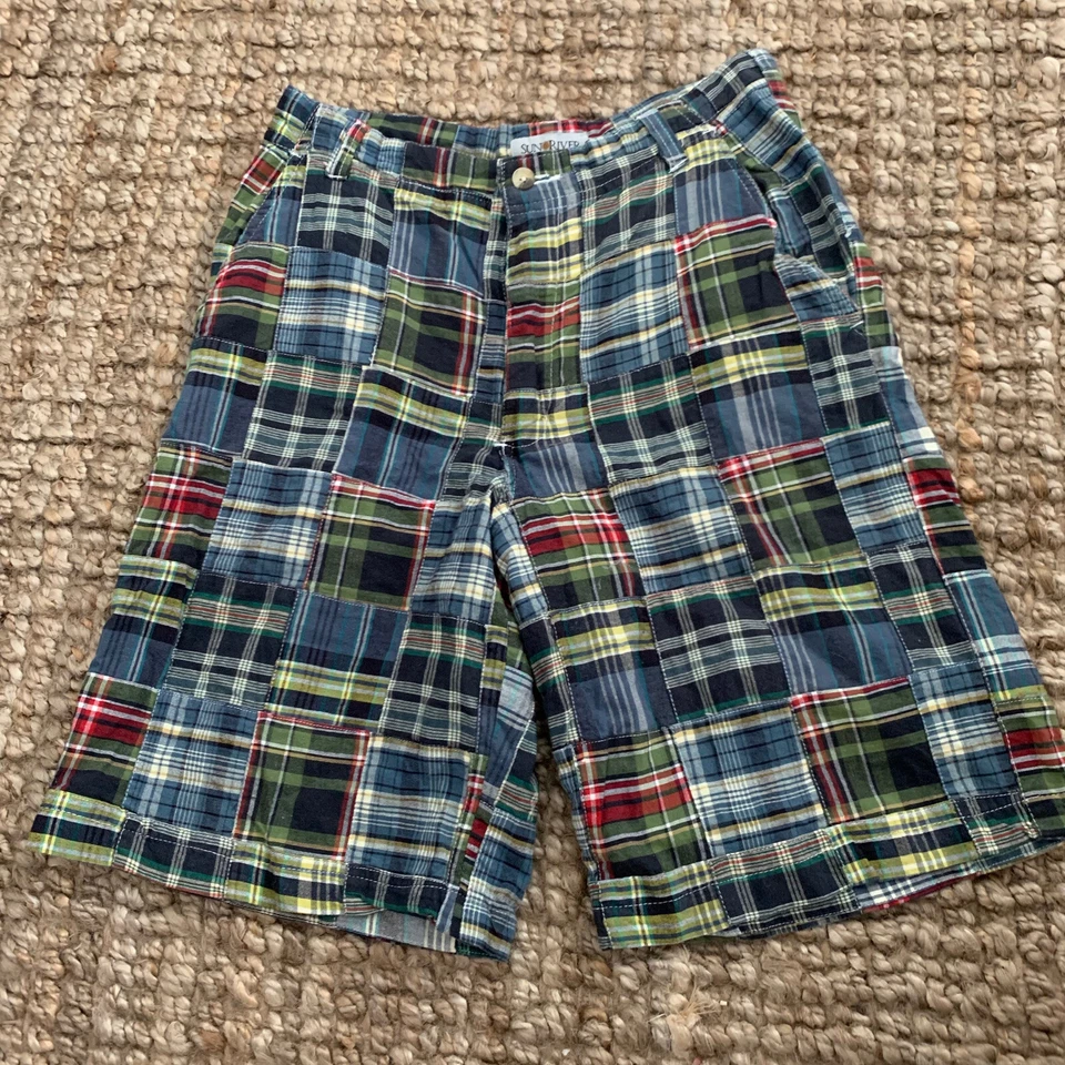 SUN RIVER ROPA CO. Pantalones Cortos Hombre Talla 32 Azul Patchwork 100% Algodón Foto 2 de 4