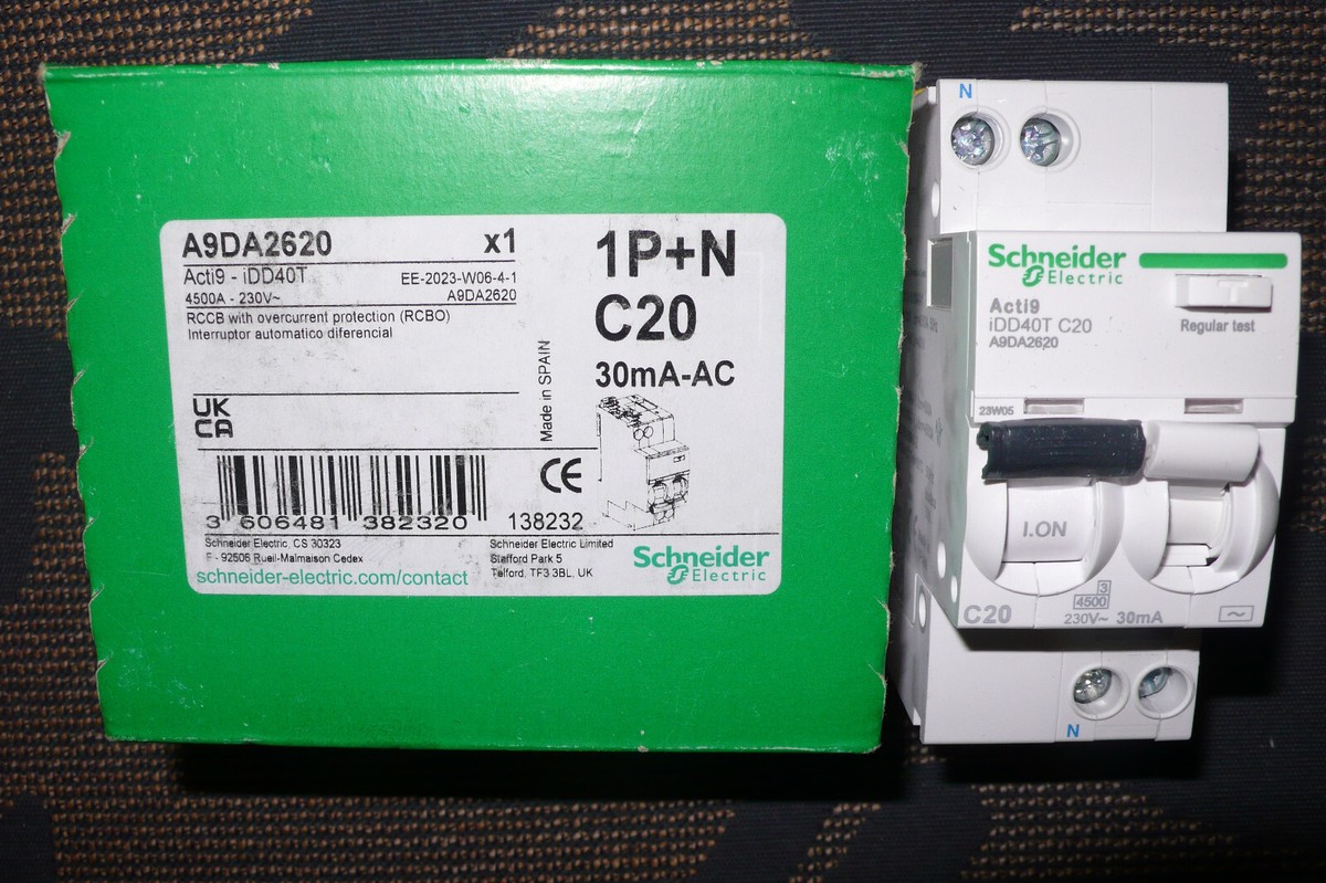 Disjoncteur Hager 1P+N 20A Courbe D – Neuf Avec Facture – 6-10kA