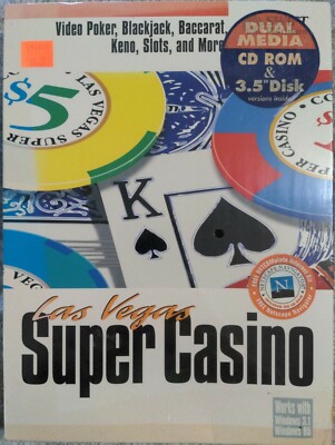 Las Vegas Super Casino PC Game (1996) CD-ROM & 3.5'' Disk Dual Media SEALED NOS