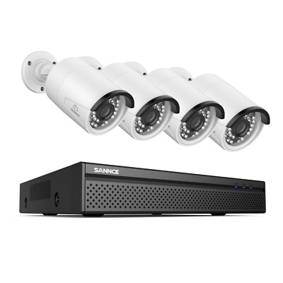 SANNCE 4K Außen POE Überwachungskamera Set 10CH NVR 4x 8MP Kamera 2-Wege-Audio
