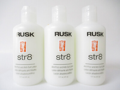 RUSK STR8 ANTI FRIZZ & ANTI CURL LOTION 6 OZ (Lot of 3)