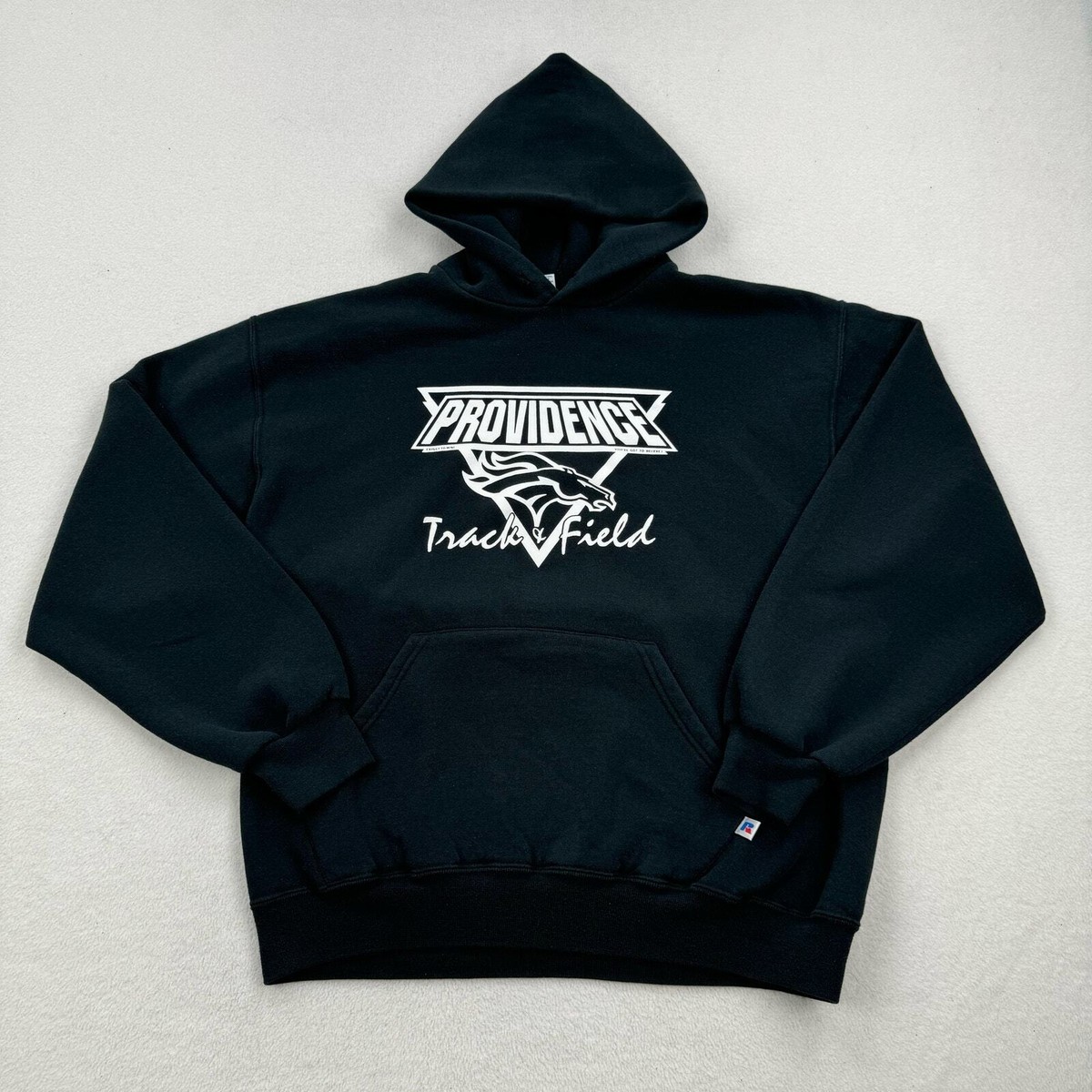Vintage Russell Athletic Hoodie Sz Large Black Fleece Sweatshirt