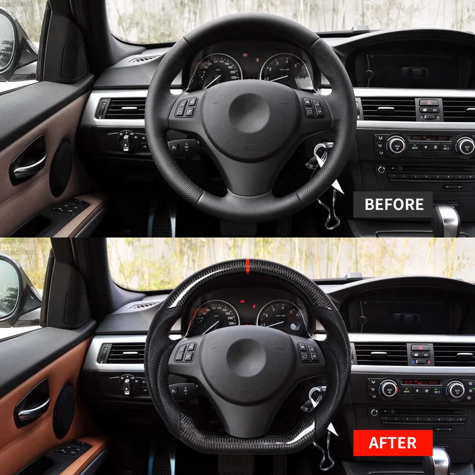 Volante de fibra de carbono para BMW E90 E92 E93 M3 328i 335i manual Foto 4 de 4