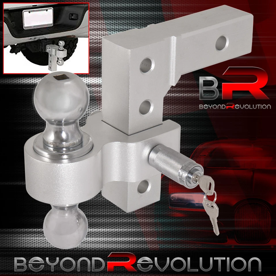 Gancho de enganche de remolque ajustable de aluminio de 2" doble bola 2 5/16" + pasador de bloqueo Foto 2 de 4