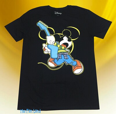 New Disney Mickey Mouse Rockstar Guitar Vintage Classic T-Shirt