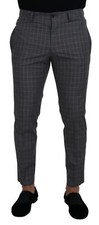 DOLCE & GABBANA Pants Grey Cotton Checkered Chino Trouser IT48/W34/M RRP 750usd
