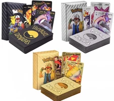 55Pcs Pokemon  Foil GOLD+BLACK+SILVER PACK CARDS TCG GX Vmax GX Charizard Rare