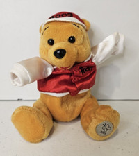 Disney Theme Park WDW 2003  Winnie The Pooh w/Red Satin Jacket Bean Bag Plush