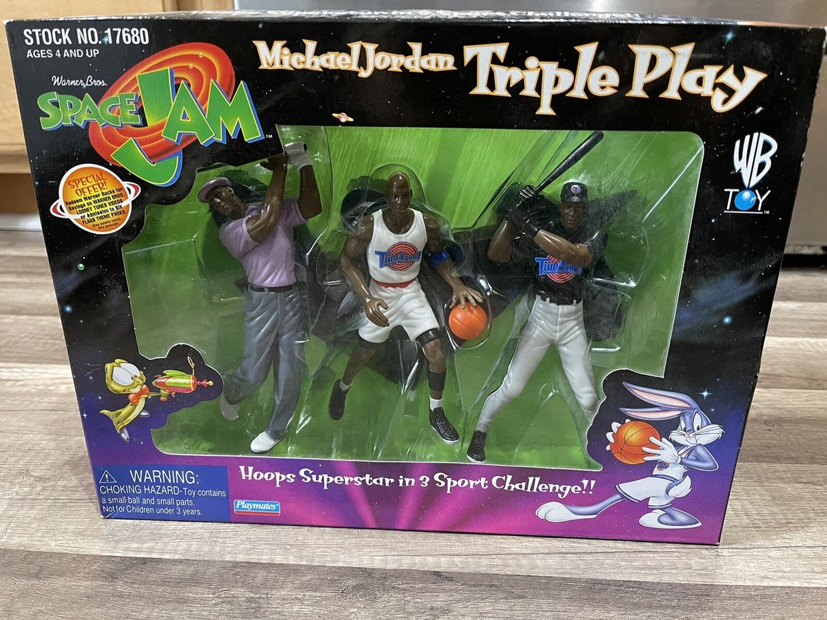 Vintage Michael Jordan Triple Play Space Jam Figure Set Playmates
