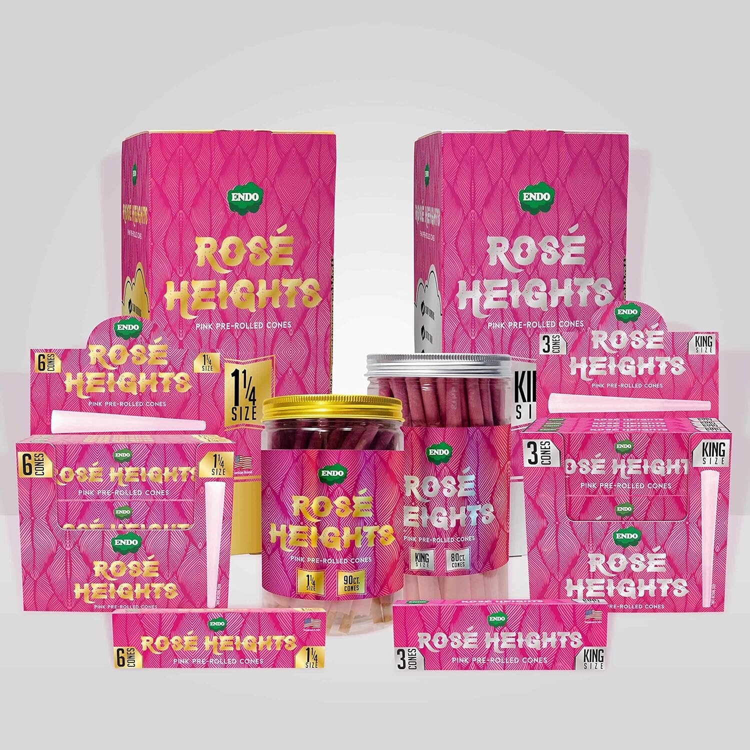 Endo Roses Endo - Rose Heights Pink Pre Rolled Cones 1 1/4 Size (90 Cones) Ultra ...
