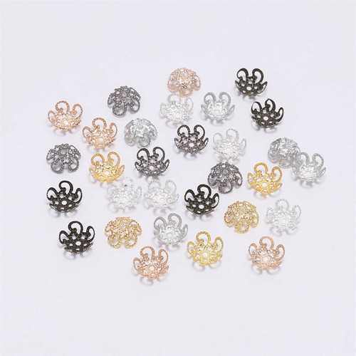 100pcs DIY Finding Jewelry Making 8/10mm Bead Caps End Stopper Hollow Flower - Picture 12 of 12