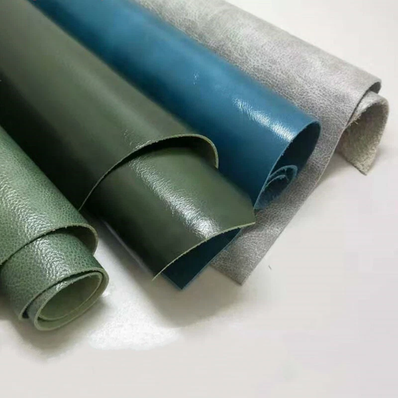 Genuine Real Leather Fabric Scrap Hide Cut Upholstery Craft Green Blue Grey Trim - Image 2 of 4