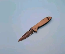 Kershaw Emerson 6054BRNBLK Pocket Knife - Tan G10 Handle - Plain Blade