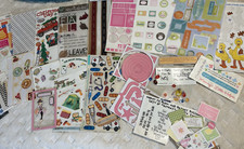 Large Scrapbooking/Card Lot vintage 2000-Later Stickers Die cuts-used sheets