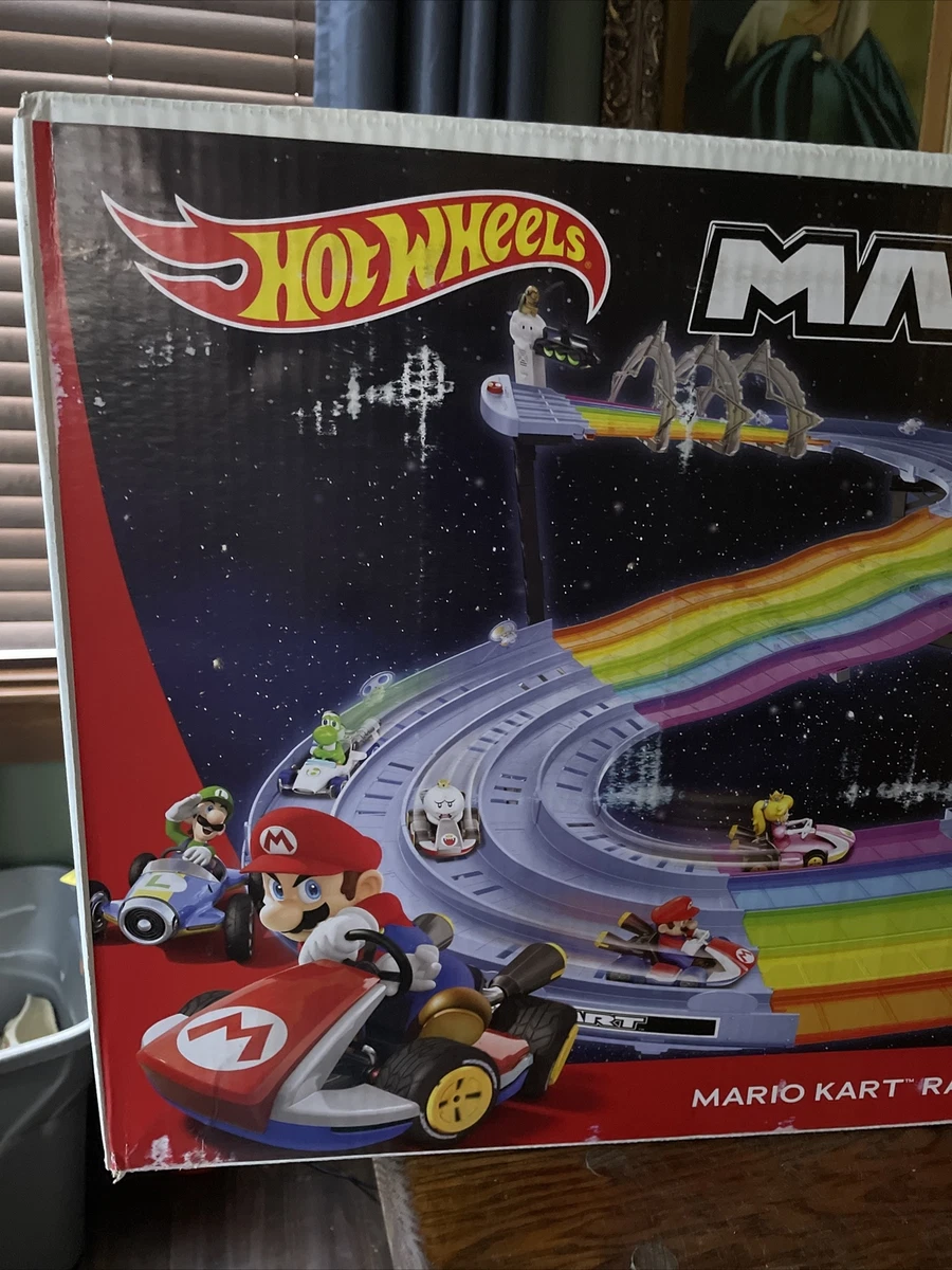 Hot Wheels Mario Kart Rainbow Road Raceway Set 1/64 Scale, 45 OFF