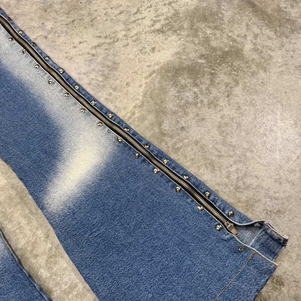 Pantalones de mezclilla Virgin Only para mujer 29 x 31 y2k acampanados cremallera lateral grunge emo gótico punk años 90 Foto 2 de 4