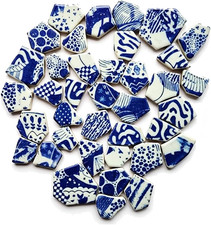 Broken Tiles for Mosaics,1Lb about 73Pcs Ceramic China Glazed Irregular Tiles fo