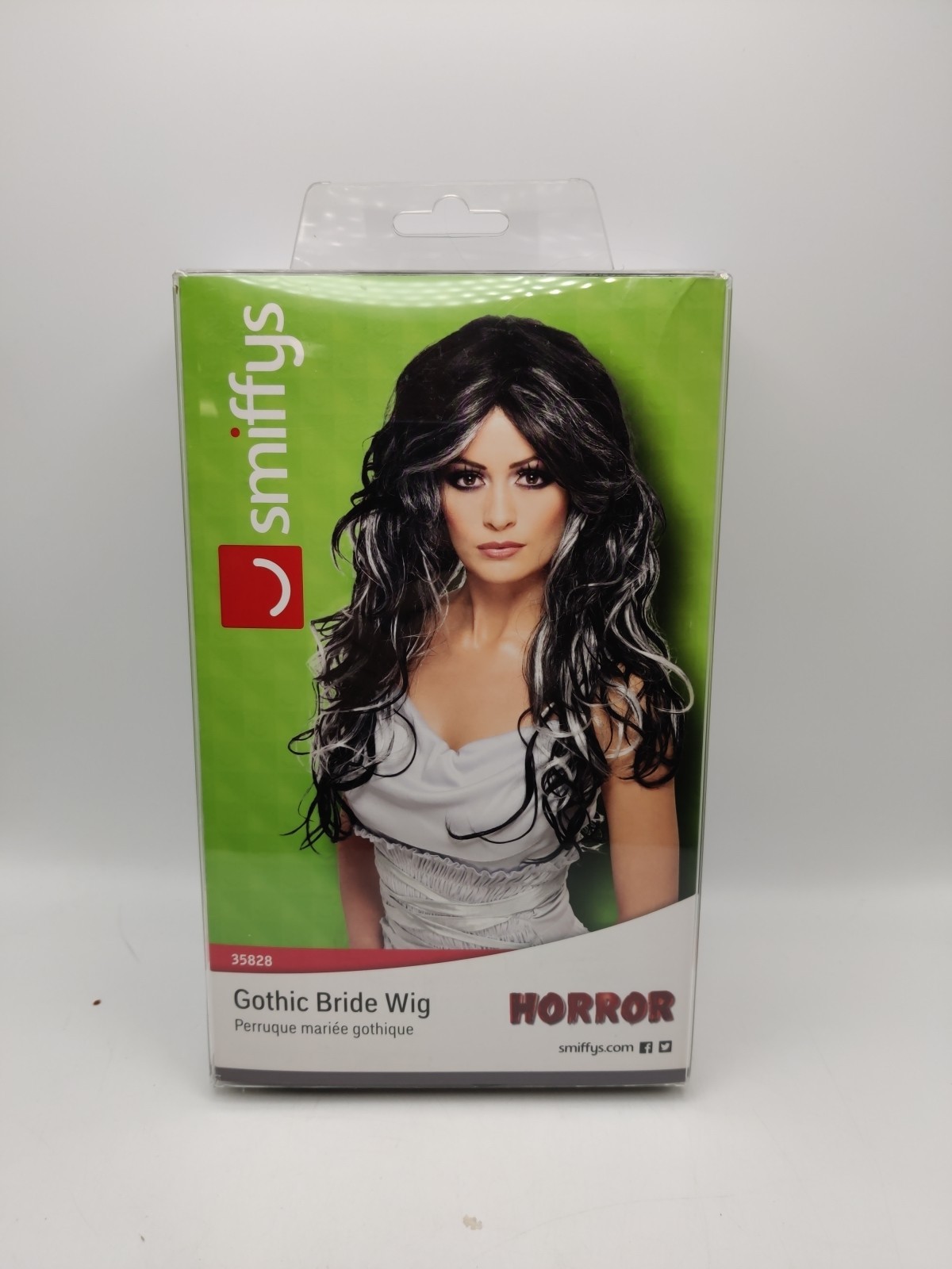 Smiffys Gothic Bride Wig Black & White Long Streaked Fancy Dress Accessory S7818