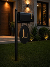 Black Metal Post Mount Residential Mailbox w/...