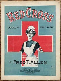rare RED CROSS March & Two Step 1908 sheet music TORONTO CANADA Fred T. Allen