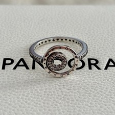 Pandora S925 ALE - Signature Logo Circles Pave CZ Ring - Size 58