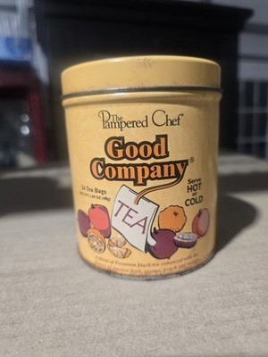 The Pampered Chef Good Company Tea Yellow Advertising Tin Collectible Container