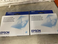 2X Epson Light Cyan Ink Cartridge T559520 Genuine New LQQK FREE SHIPPING 03/18