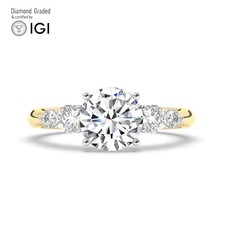 Round Diamond Trilogy Ring 18k Yellow Gold Labgrown 3.50 Ct Solitaire