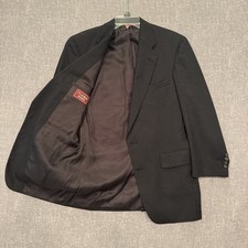 Jos A Bank Executive Blazer Mens 44S Black Textured Union Made USA Sport Coat
