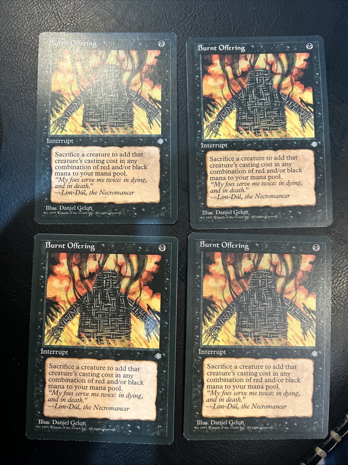 4x Burnt Offering Ice Age NM/Unplayed MTG Playset - Vintage 1995 Black Instant