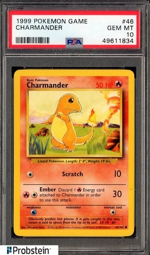 1999 Pokemon Game #46 Charmander PSA 10 GEM MINT