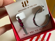 Bomb Party Earrings July 26 Hematite plated Marissa Hoop LC Ruby