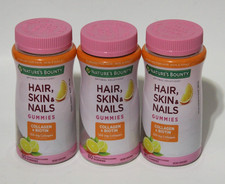 LOT 3 NATURE'S BOUNTY HAIR SKIN NAILS GUMMIES COLLAGEN BIOTIN CITRUS 80CT 8/26