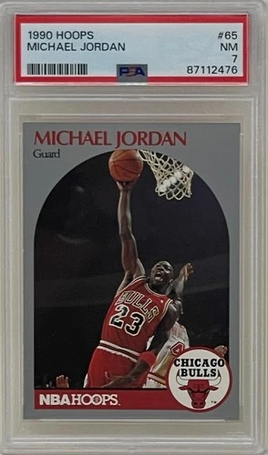 Michael Jordan 1990 NBA Hoops Chicago Bulls Basketball Trading Card #65 PSA 7