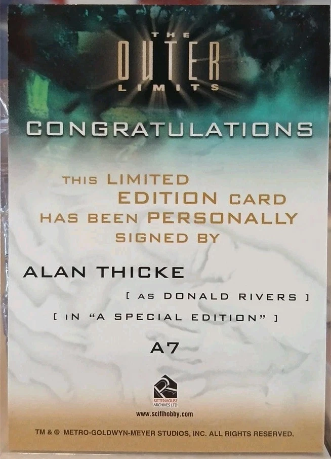 The (New) Outer Limits Alan Thicke Autograph A7 2003 (Dr. Jason Seaver) d. 2016  - Image 2 of 2