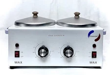 PROFESSIONAL HOT PARAFFIN DOUBLE POT WAX WARMER HEATER FOR HAIR REMOVAL