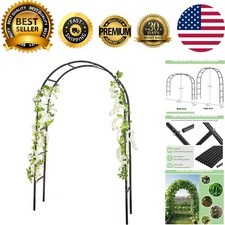 Versatile 55"W x 94"H Black Metal Garden Arch for Events  Decorative Vines