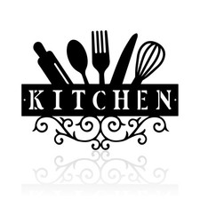 12" X 9.15" Metal Kitchen Signs Wall Decor Kitchen Wall Art Decorations Black...