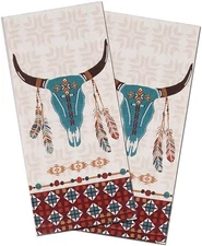 New Set of 2 Kay Dee Designs Southwest at Heart Cattle Skull Kitchen Tea Towels