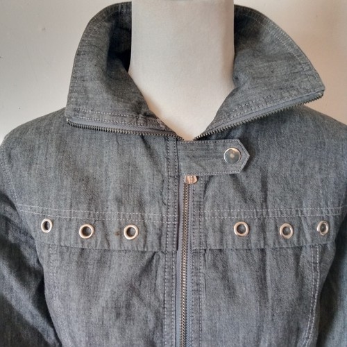 Tussle graue Jeansjacke mit Reißverschluss und Taschen Damen Größe XL - Bild 3 von 11