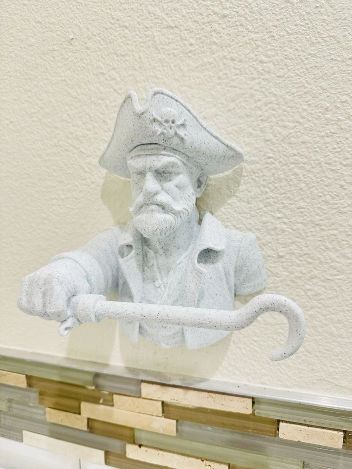Toallero pirata montaje en pared - baño náutico decoración escultura costera arte Foto 3 de 4