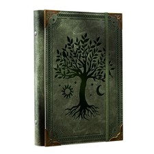 PU Leather Journal Cover, A5 6 Ring Binder, Loose Leaf, Green Tree