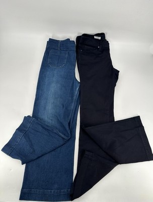 Lot 2 Pilcro The Skipper Seamed High-Rise Wide Leg Jeans & Gap Long & Lean Sz 9