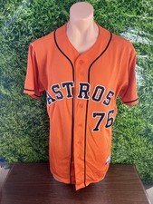 Houston Astros Baseball Pro Cut Worn Nameplate Removed Orange Jersey #76 Size 46