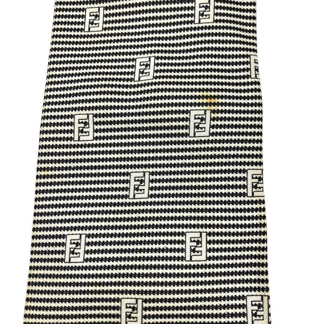 FENDI FF Logo Pattern Black Gray Necktie Used thumbnail 8