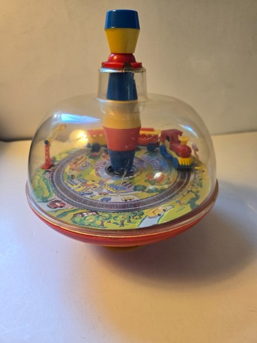 Vintage Toy Train Spinning Top-Vibrant Colors-Fair Condition
