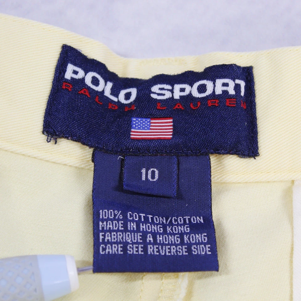Vintage Polo Sport Ralph Lauren Shorts Women 10 Yellow Pleated High Rise Bermuda - Image 3 of 4