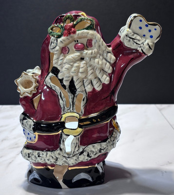 Blue Sky Clayworks Heather Goldminc Santa Tealight Holder Luminary 2004 Christma