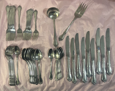 50 Pcs Oneida Arbor Rose True Rose 1881 Glossy Roger s Stainless Flatware Nice